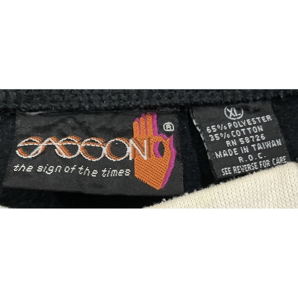 Vintage SASSON Crewneck‎ Sweatshirt Large Chest Patch Striped Sleeves Men's XL - Picture 5 of 8